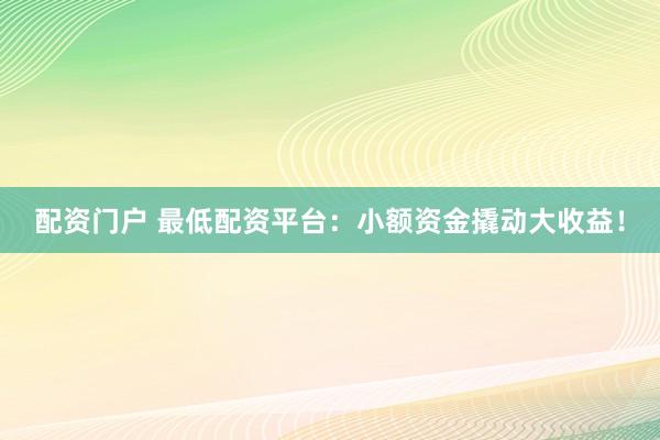 配资门户 最低配资平台：小额资金撬动大收益！