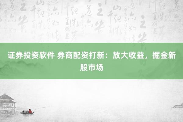 证券投资软件 券商配资打新：放大收益，掘金新股市场