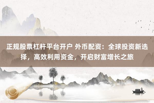 正规股票杠杆平台开户 外币配资：全球投资新选择，高效利用资金，开启财富增长之旅